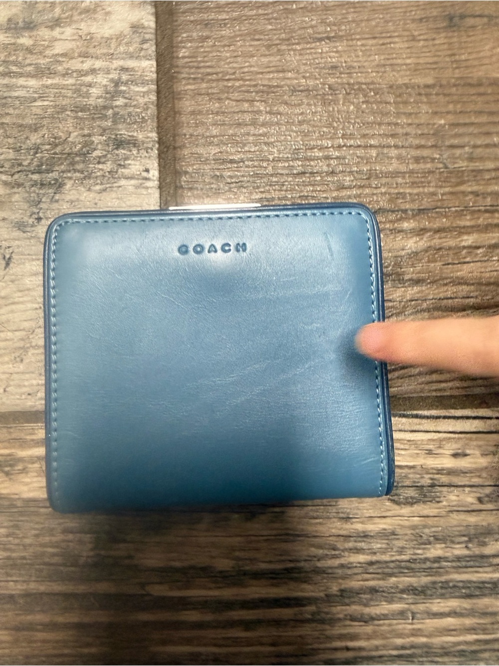COACH Men's Leather Card Holder Wallet in Blue